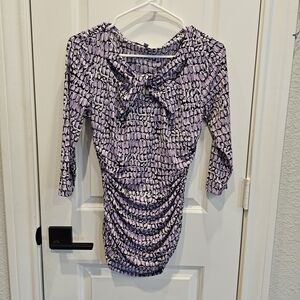 Jennifer Lopez Purple and Black Patterned Blouse
